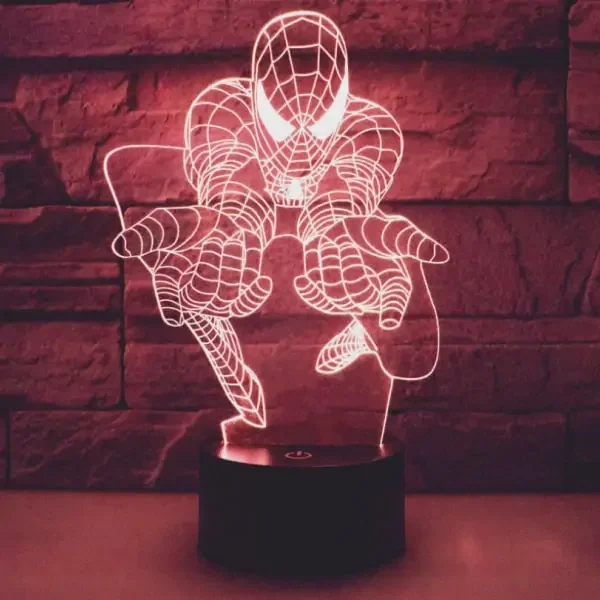 Spiderman 3D lampe. Farveskift mellem 7 farver. – dekorationslys — produktfoto