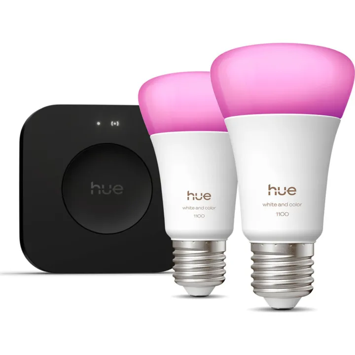 Philips Hue White Color Ambiance E27 pære, startersæt 2-pak – pære — produktfoto
