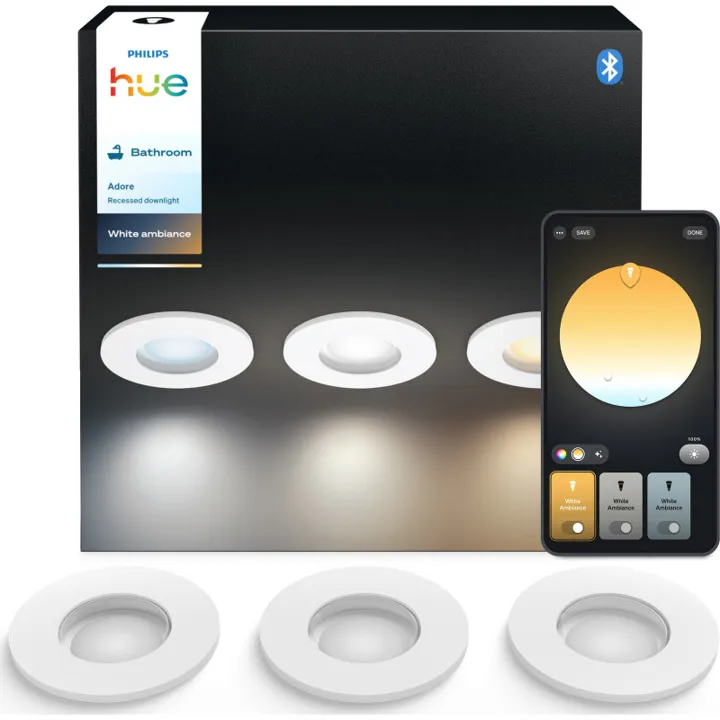 Philips Hue Adore indbygningsspot, 3-pak – indbygningsspot — produktfoto