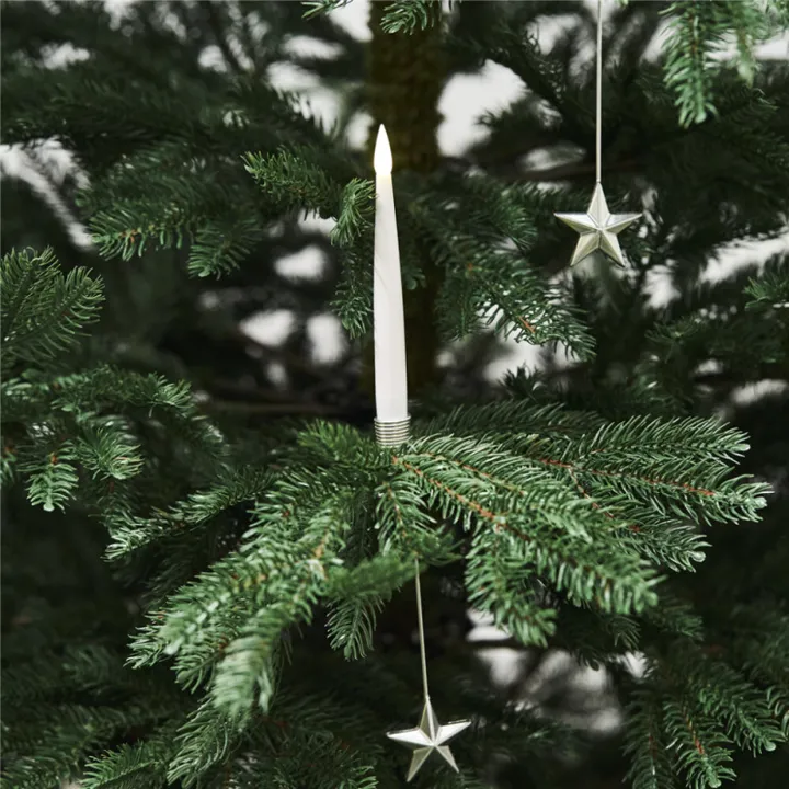 Nordic Winter juletræslys, sølvstjerne holder, 20 stk – lyskæde — produktfoto