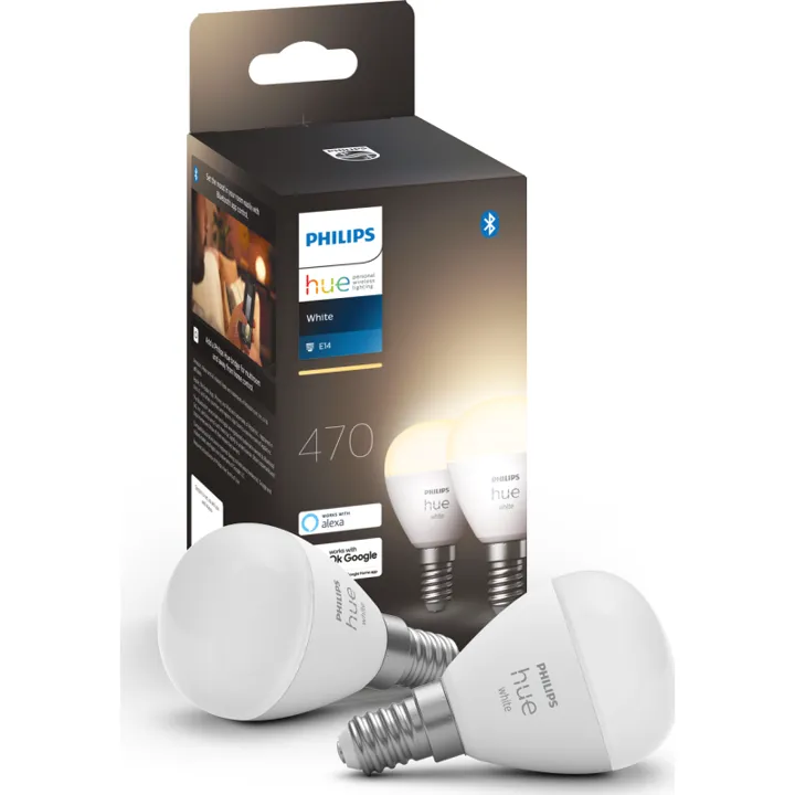 Philips Hue White E14 kronepære, 2700K, 5,7W, 2-pak – pære — produktfoto