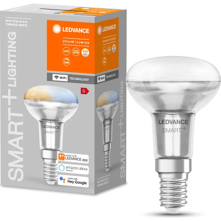 Ledvance Smart+ Wifi E14 reflektorpære, 2700K-6500K, 3,3W – pære — produktfoto
