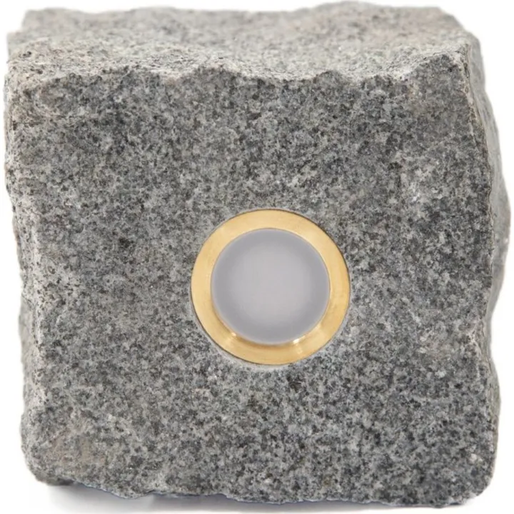 Light By Juul Light By Juhl chaussesten med Cosmos messing spot, 9x9x9 cm, earl blue – udendørslampe — produktfoto