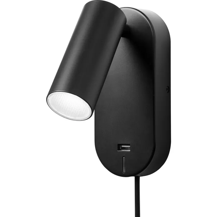 Nielsen Light Ego med USB, sort – væglampe — produktfoto